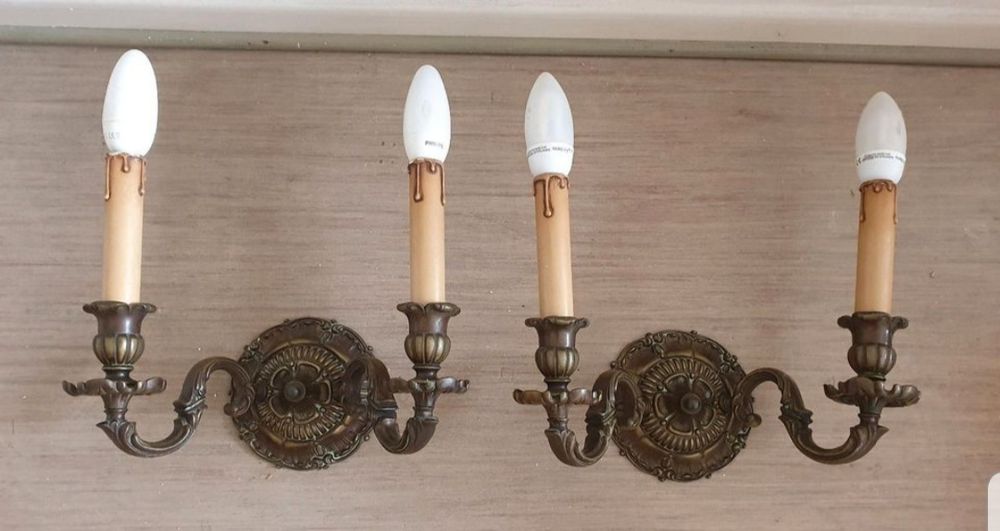Set două aplice perete , bronz masiv