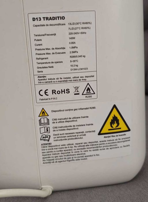 Dezumidificator AlecoAir D13 TRADITIO, WiFI,13L/zi, pentru 25mp
