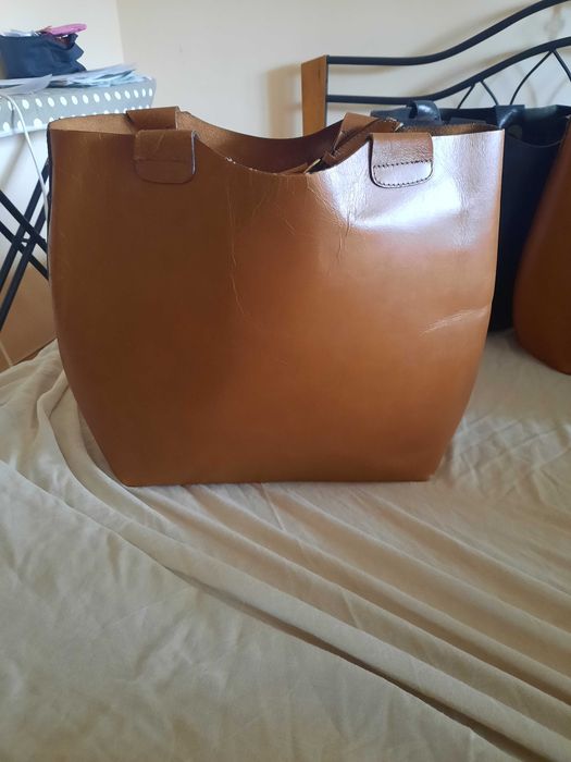 Чанти ZARA, естествена кожа, телешки бокс