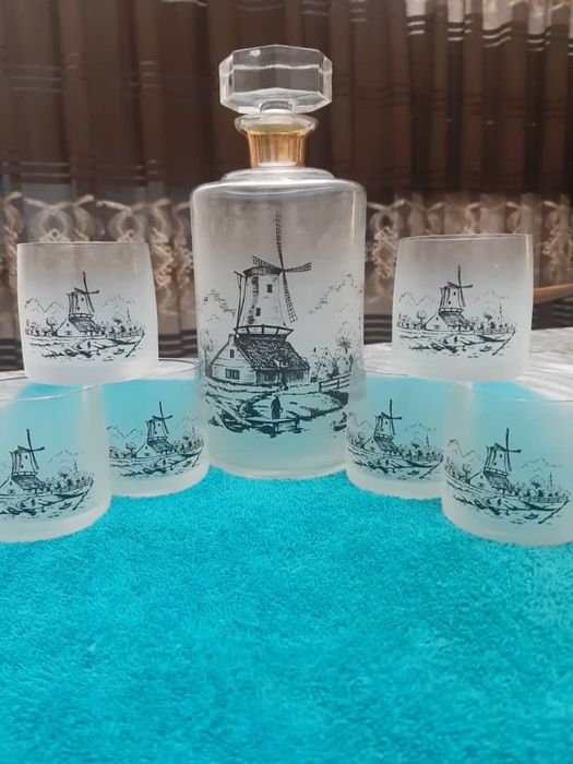 Богемское стекло . Набор  для виcки.