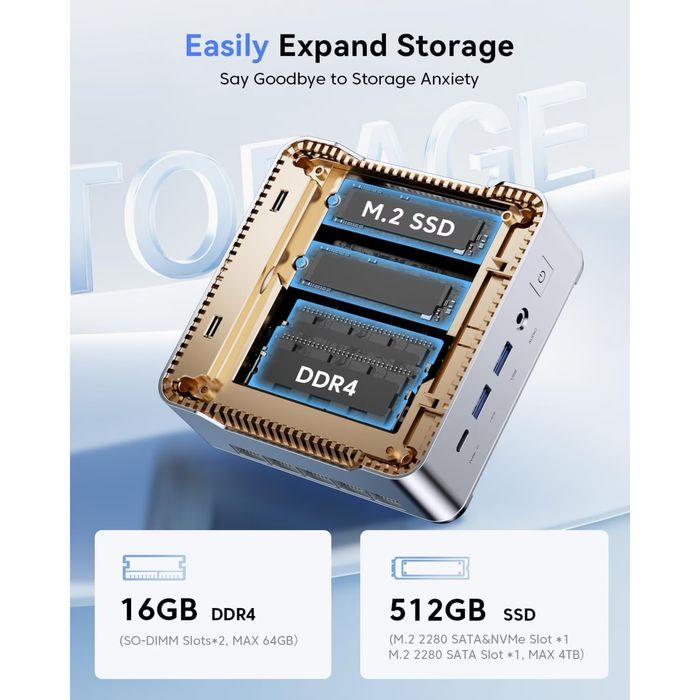 Mini PC NiPoGi AMD Ryzen 3 4300U, pana la 3.7 GHz, 16 GB