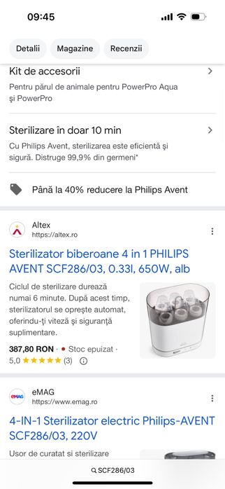 Sterilizator biberoane philips