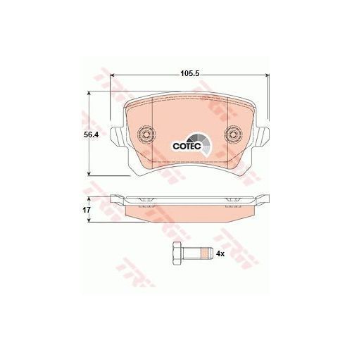 Placute frana Audi A6 Avant (4f5, C6), 03.2005-08.2011, Q3 (8u), 06.2011-, Seat Alhambra (710, 711), 06.2010-, Vw Cc (358), 11.2011-12.2016, Passat Variant (3c5), 08.2005-10.2011, Sharan (7n, TRW