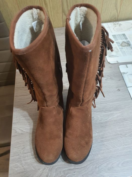 Cizme din piele, lungi îmblănite