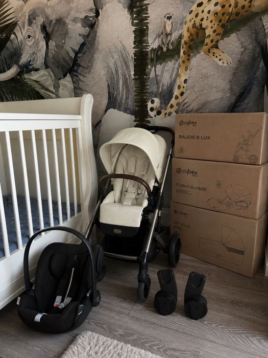 Carucior 3 in 1 Balios S Lux pentru copii, cu landou si scoica auto Cloud G Plus - Seashell Beige cu cadru Taupe