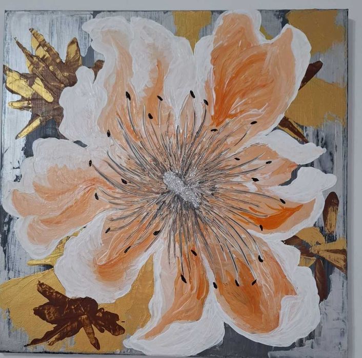 Tablouri canvas lucrate manual in acrilic si relief