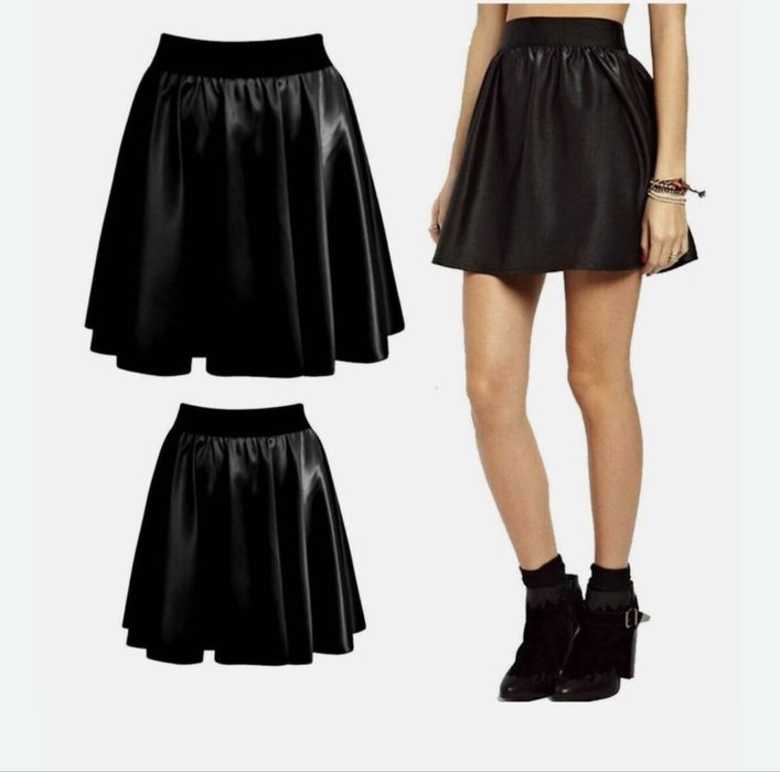 Черна къса кожена пола Terranova