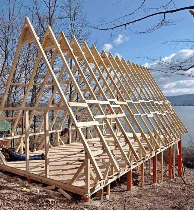 vand Cabana tip A frame, casa, din lemn uscat și tratat