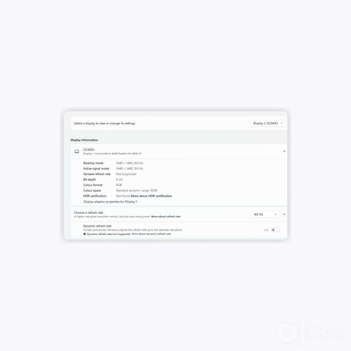 PC sotiladi: i5-14400F / RX 6600 XT / 32GB RAM + 34 dyum 165Hz monitor