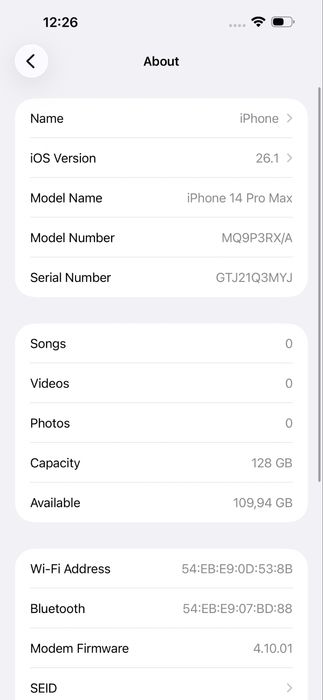 Apple iPhone 14 Pro Max,Space Black,128GB *КатоНов*84% Battery*