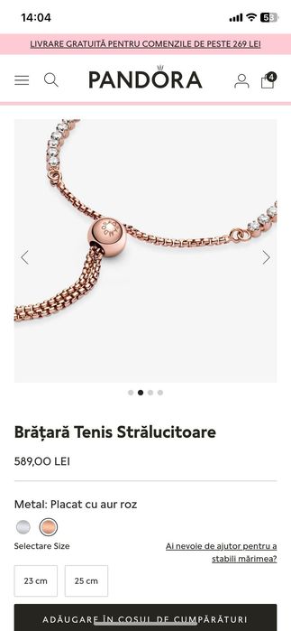 Pandora - bratara tenis, glisanta, NOUA