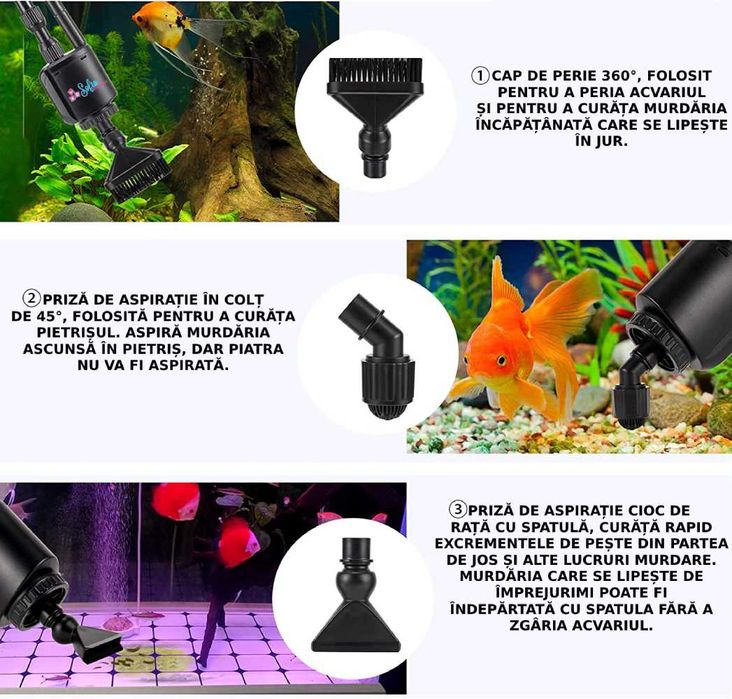 Aspirator Electric Multifunctional 6 In 1 pentru acvariu, SofiaCONCEPT