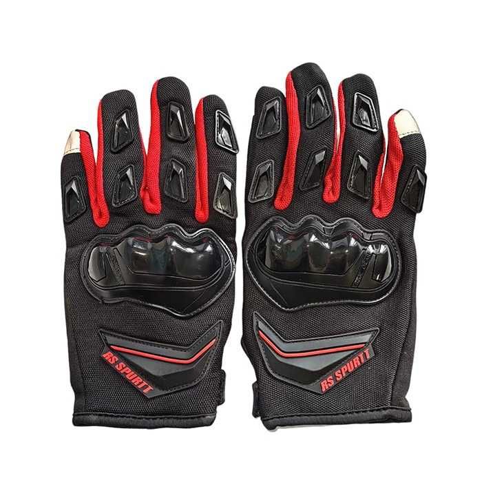 Текстилни Мото Ръкавици с Протектор – Червени