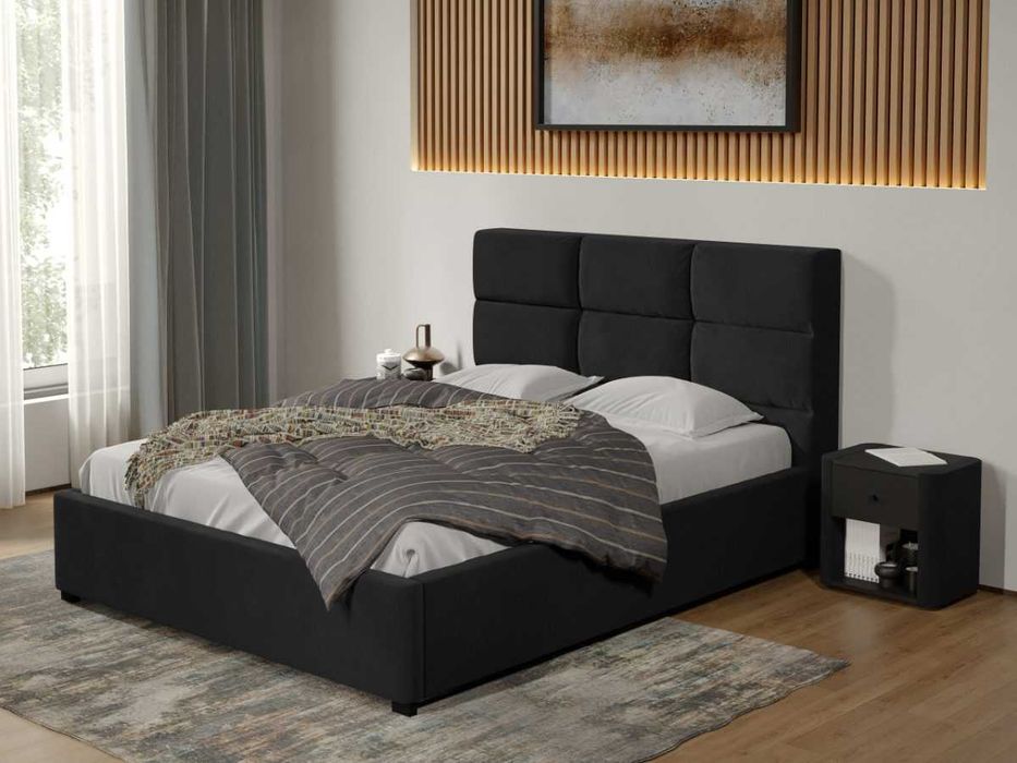 Pat Cico 190 rabatabil 170 x 114 C1 din piele/stofa Negru Falcone 14