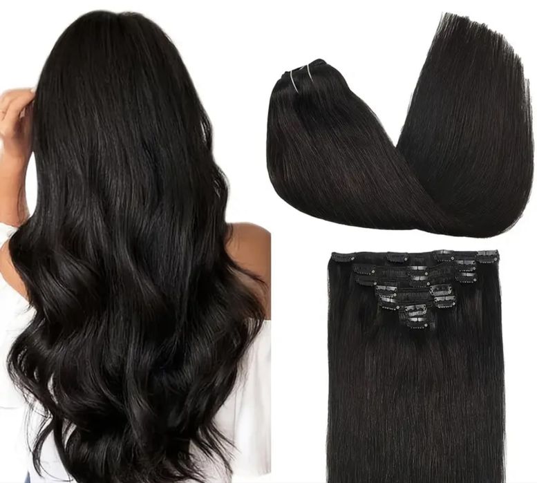 70 см черна естествена коса 200 г