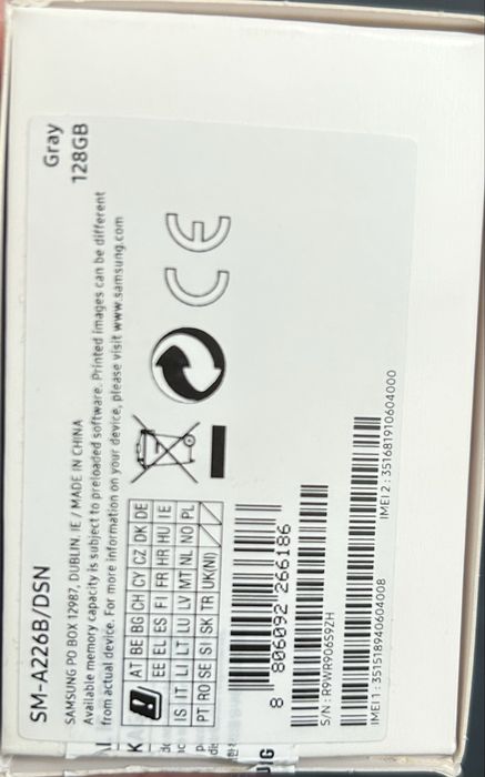 Samsung Galaxy A22 5G 128GB, 4GB RAM - Gray