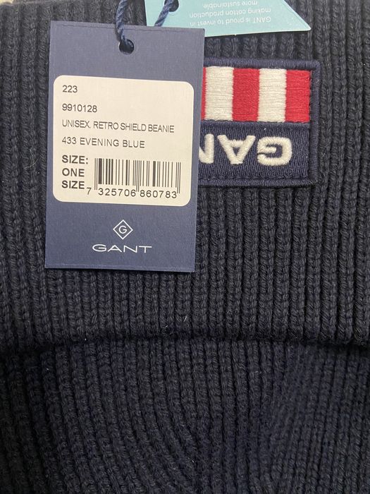 Gant, Caciula unisex din amestec de lana Retro Shield,bleumarin inchis