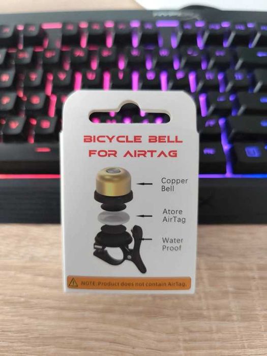 Set 5 tag-uri (AirTag) si Sonerie bicicleta pt AirTag + dispozitiv