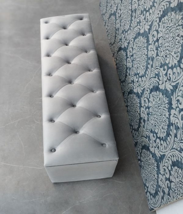 Bancheta, bancuta catifea gri ,lada pentru pat cu spatiu depozitare