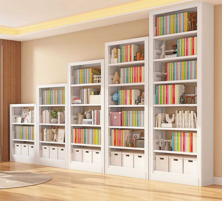 Зангламайдиган пўлатдан китоб жавони кучли металл токчалар билан