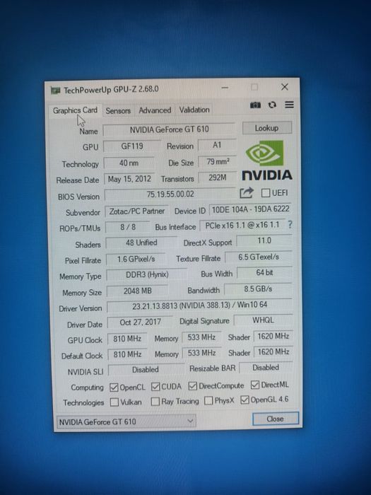 Видеокарта ZOTAC GT 610 2 gb