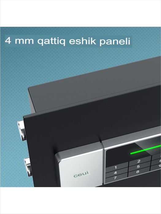 Сейф 450x380x320 ET551 Deli, электронный замок + ключ, черный, 22 кг