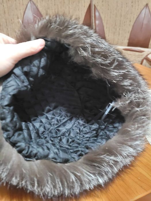 Caciula de blana naturala de vulpe argintie