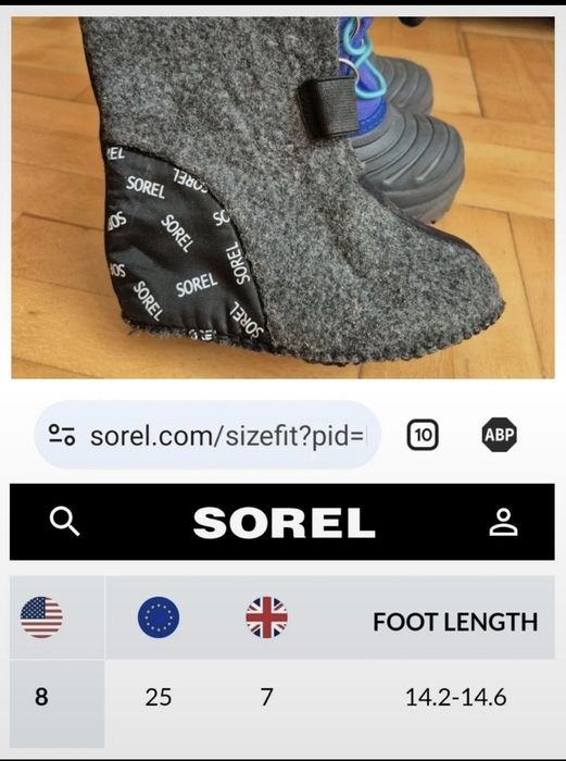 Ghete / Cizme Zăpadă, Lână, Sorel Super Trooper - 25 (14,2 - 14,9 cm)