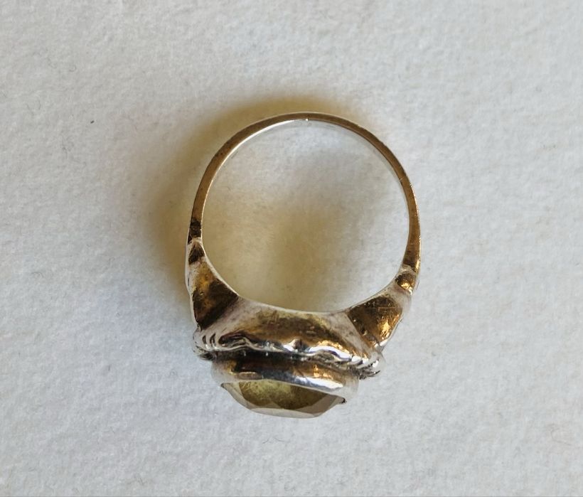 Inel din argint cu citrin in forma de floare