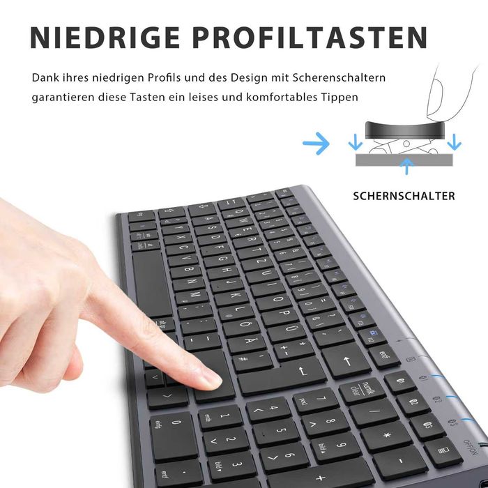 Tastatura Bluetooth iClever BK10 ultra subtire multidispozitiv QWERTZ