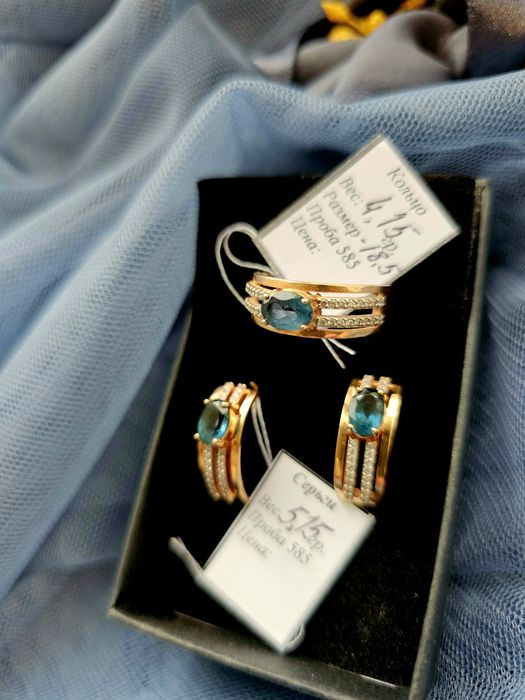 Кольцо и серьги золото585 проба