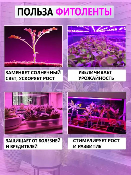 Фитолампа. Фитолента для растений. С датчиком движения. 1/3/5 метров