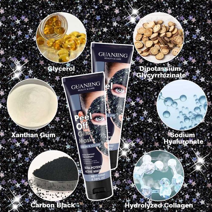 Маска с активен въглен и колаген Peel Off Glitter