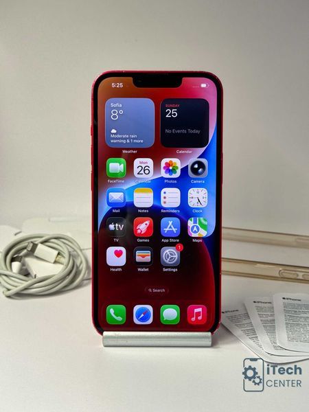 iPhone 14, 256GB, RED, 100% батерия, 1г. пълна ГАРАНЦИЯ!