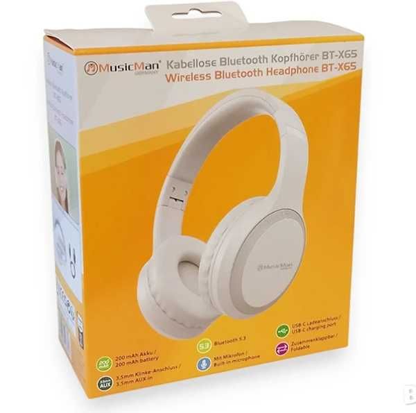 Безжични Bluetooth слушалки MusicMan BT-X65 Бели