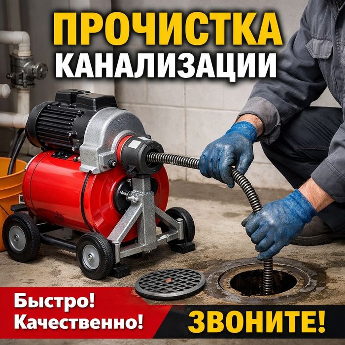 Прочистка канализации, сантехник, чистка труб Костанай