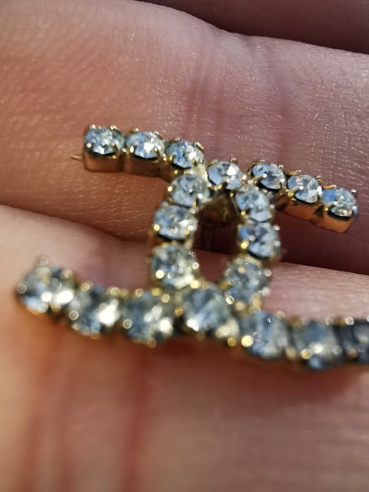 Cercei Cc placați cu aur, cu cristale