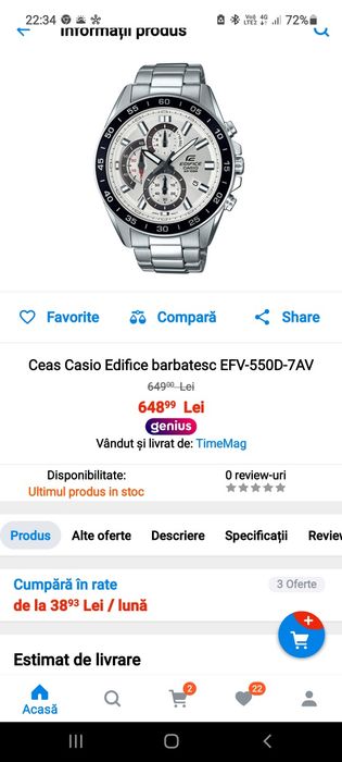 Ceas Casio edifice chronagraf
