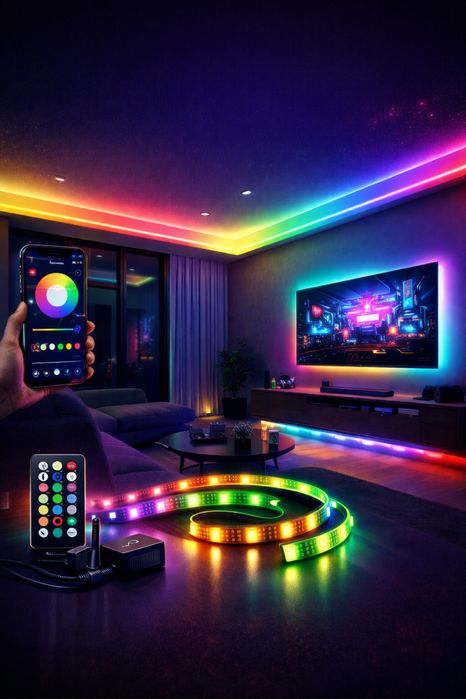 Banda LED RGB Smart Premium pentru Tavan Scafa Living Gaming Muzica