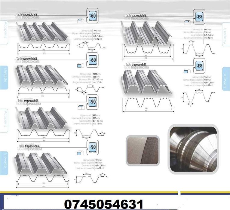 Tablă cutată profile hale metalice ,perete acoperis gard gr 0.5 - 07
