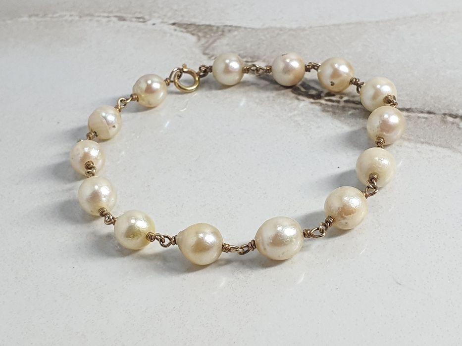 Brățară din aur de 14K cu perle – lungime 17,5 cm – gramaj 7,07 g