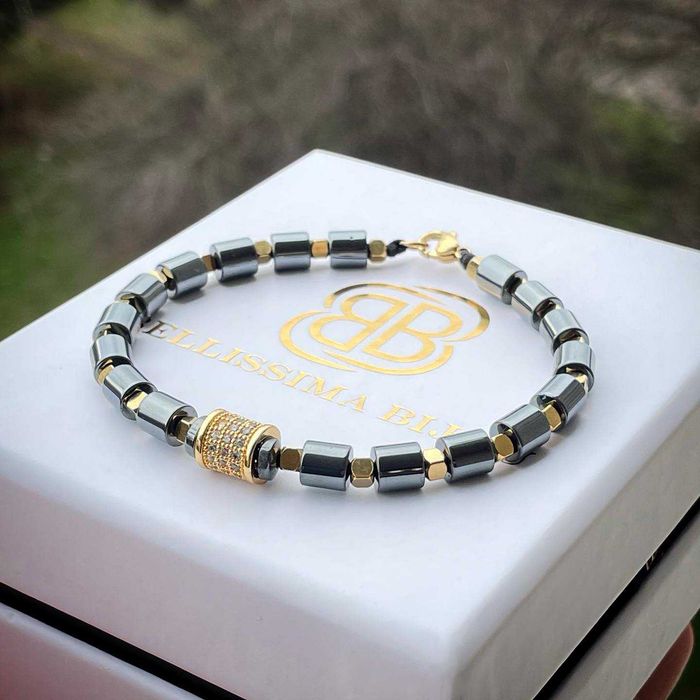 Мъжка Гривна от Хематит и Стомана