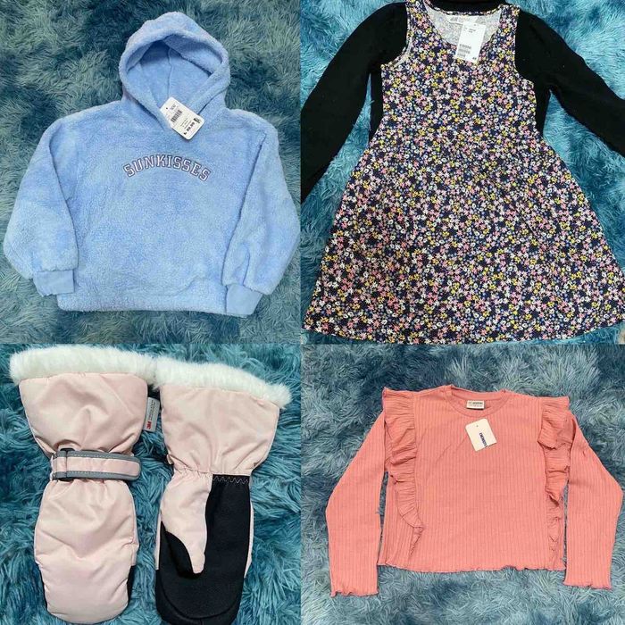 Лот за момиче . Ново тениска суитчър LC Waikiki. Рокля ръкавици  H&M.