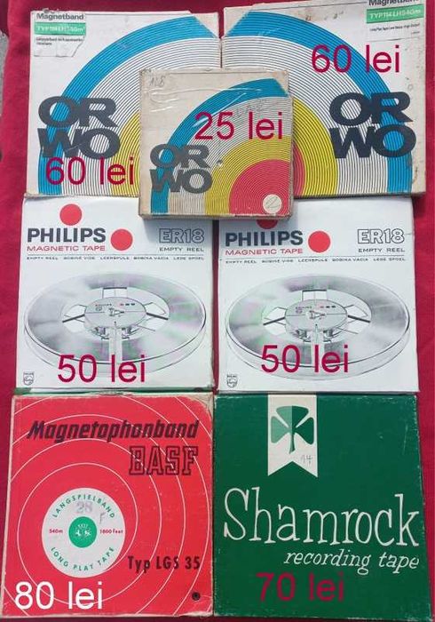 banda,benzi mari 18 cm pentru magnetofon Orwo 50 lei,BASF 60,Scotch 70