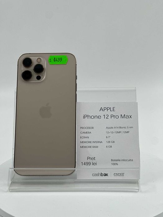 Iphone 12 Pro Max 128GB BAT 100% Inlocuita Garantie 24 Luni CashBox