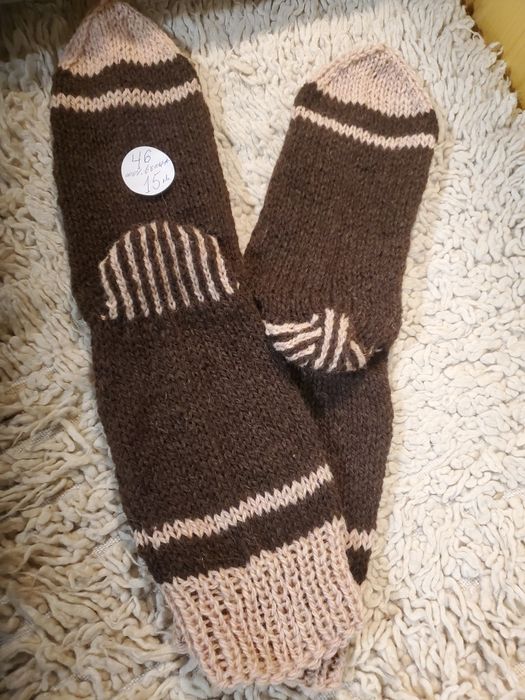 Ръчно плетени мъжки чорапи от вълна размер 43