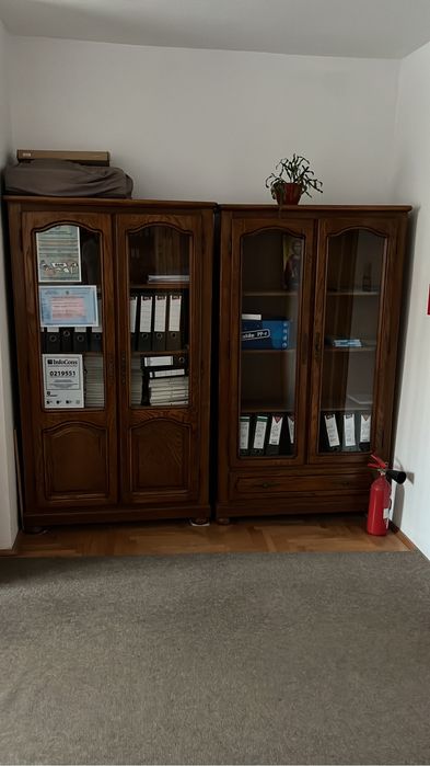 Bufet biblioteca lemn masiv cu vitrina