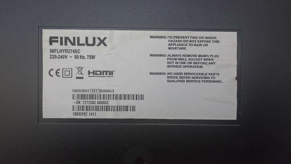 Продавам 50" телевизор Finlux 50FLHYR274SC с дефектен екран