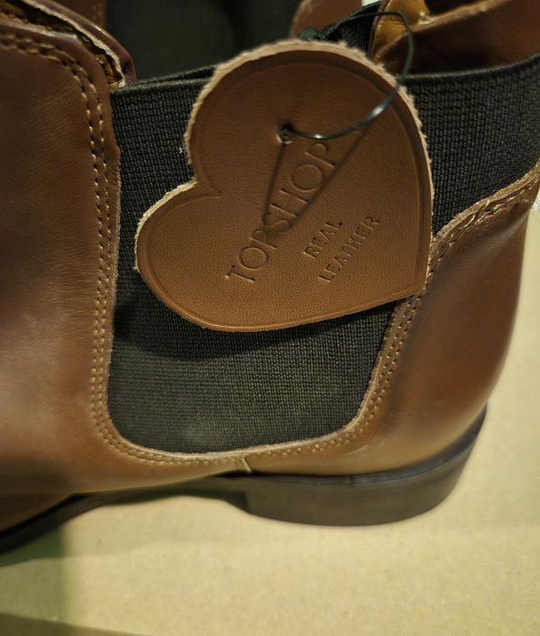 Класически кожени боти до глезена в цвят коняк