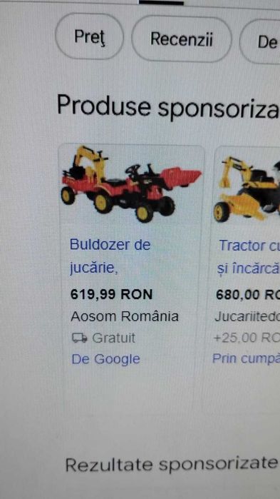 Tractor / buldozer cu pedale, volan, remorca, cupa